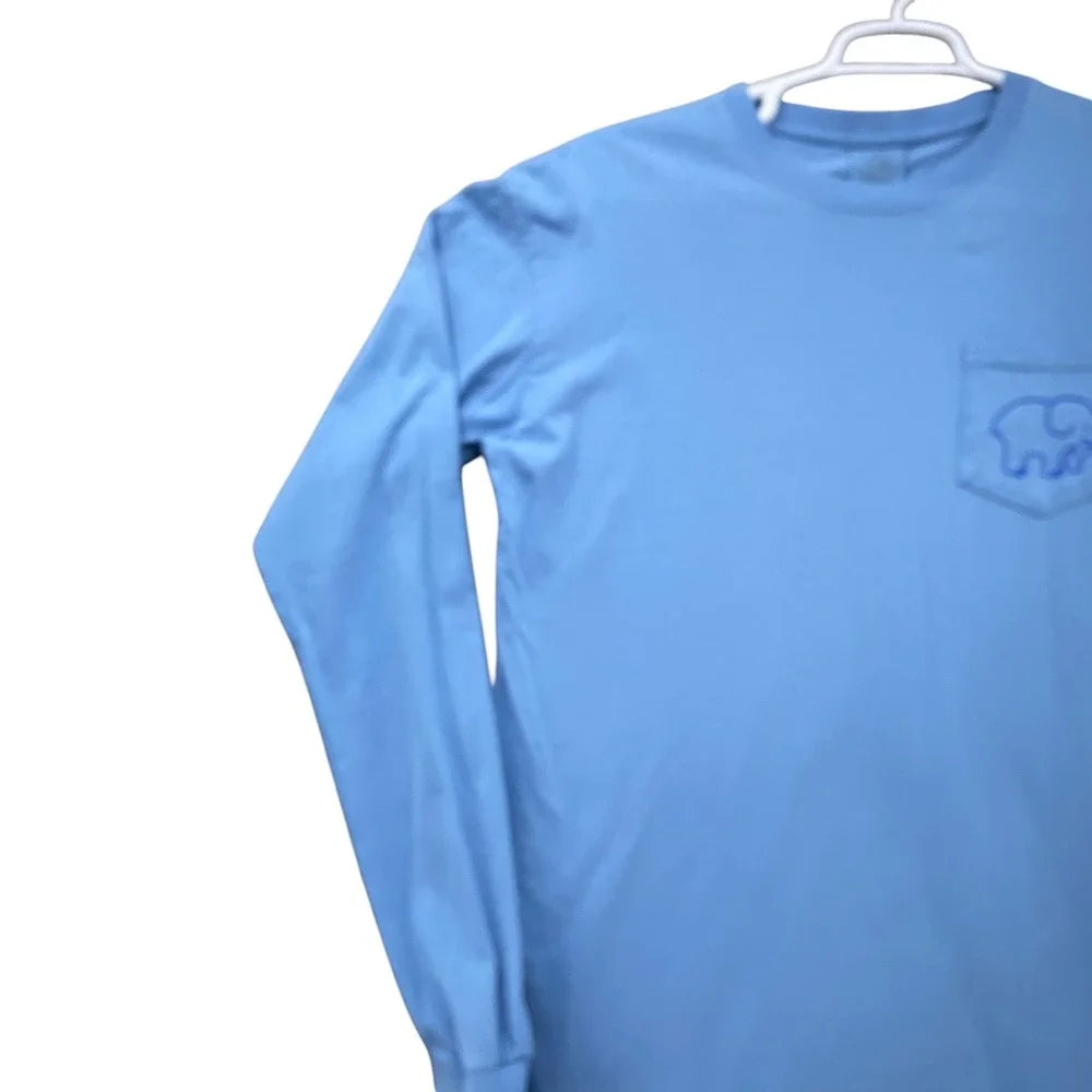 Ivory Ella Mens Large Blue Long Sleeve Patriotic American Flag Elephant Tee